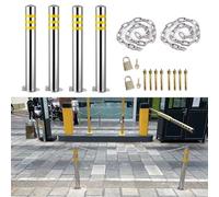 MYUYEE Parking Post Construction Cone Street Stanchion Driveway Bollard Post Parking Space Blocker Heavy Duty Traffic Delineator Post with Chains & Padlock Night,4 Pcs-23.6inch/60cm tall
