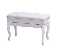 MYUYEE Piano Stool Adjustable Piano Bench Piano Stool With Storage Space,Bent Legs Practice Electric Piano Stool Solid Hard Wooden Construction Beautiful Scenery (White)