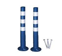 MYUYEE Plastic Security Posts for Driveways 30 Inches Parking Reflective Bollard Traffic Road Cones for Driveway Walkway Sidewalk Restaurant Hotel Parking Lots,Blue-4 Pack