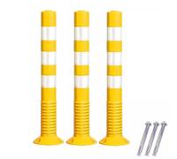 MYUYEE Plastic Security Posts for Driveways75cm Tall Commercial Parking Traffic Safety Barrier with Reflective Band Channelizer Post for Protect Your Parking Space,Yellow-3 Pack