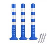 MYUYEE Plastic Security Posts for Driveways75cm Tall Commercial Parking Traffic Safety Barrier with Reflective Band Channelizer Post for Protect Your Parking Space,Blue-3 Pack