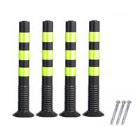 MYUYEE Plastic Security Posts for Driveways75cm Tall Commercial Parking Traffic Safety Barrier with Reflective Band Channelizer Post for Protect Your Parking Space,Black-4 Pack