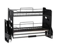 MYUYEE PullOut Kitchen Organizer Stainless Steel Spice Rack & Dish Drying Shelf 36x28x52cm Black Ideal for Cabinets & Pantry Storage Solutions (Nero (WxDxH) 56x28x52cm/22.04x11.02x20.47in)