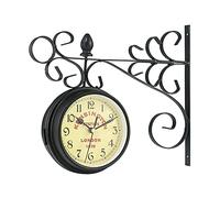 MYUYEE Retro Wall Clock Double-Sided Station Clock Garden Clock Weatherproof Outdoor Nostalgia Station Clock with Double-Sided Dial Metal Wall Clocks Beautiful snery