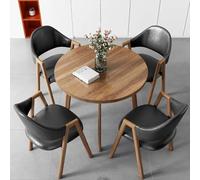 MYUYEE Round Conference Table Set For 4 Office Reception Dining Table With Chairs Negotiation Table And Seating Meeting Room Fur(Black A)