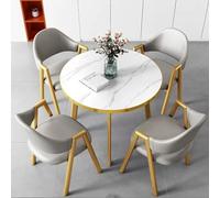 MYUYEE Round Conference Table Set For 4 Office Reception Dining Table With Chairs Negotiation Table And Seating Meeting Room Fur(Silver)