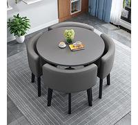 MYUYEE Round Dining Table Set With 4 Chairs Space Saving Furniture 90Cm Diameter Table Fabric Upholstered Chairs Ideal For Home Office And Reception Area(A29-80 * 80 * 75Cm)