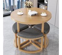 MYUYEE Round Dining Table Set With 4 Upholstered Chairs - & Dining Fur Elegant Linen & Cotton Seats With Metal Legs Perfect For Home Office & Business(One Color-Style10)