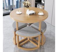 MYUYEE Round Dining Table Set With 4 Upholstered Chairs - & Dining Fur Elegant Linen & Cotton Seats With Metal Legs Perfect For Home Office & Business(One Color-Style6)