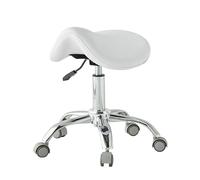 MYUYEE Saddle Stool Ergonomic Saddle Chair Rolling Saddle Stool with Wheels Adjustable Hydraulic Stool with Wheels Suitable for Use in Offices, Powder Rooms and Other Occasions (White)