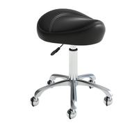 MYUYEE Saddle Stool Ergonomic Saddle Chair Rolling Saddle Stool with Wheels Adjustable Hydraulic Stool with Wheels Suitable for Offices, Makeup Studios (Black)