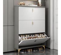 MYUYEE Shoe Cabinet Storage Hallway Shoe Cabinet With Doors, Freestanding Tipping Bucket Shoe Rack Organizer With 3 Flip Drawers, Narrow Shoe Rack Cabinet, F