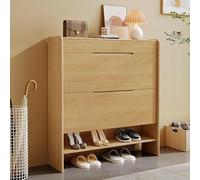 MYUYEE Shoe Rack Narrow Cabinet Ultra Slim Shoe Storage, Shoe Racks Storage Cupboard Hallway, Free Standing Tipping Bucket Shoes Storage Cabinet, Modern Slim(Log Color-60X25X115Cm)