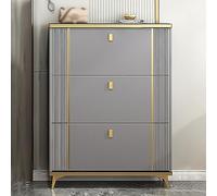 MYUYEE Shoe Racks Storage Cabinet Ultra Slim Shoe Storage, Modern Free Standing Tipping Bucket Shoes Storage Cabinet For Entryway, Bedroom, Living Room, Hidd(Gray Gold-70X17X120Cm)