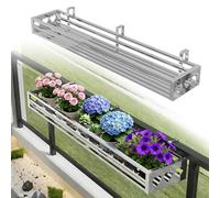 MYUYEE Stainless Steel Flower Pot Stand Rack, Adjustable Width Hooks For Balcony Railing, Hanging Planter Shelf For Patio, Garden Decor (Size_Name 80X20X12Cm)