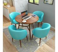 MYUYEE This Conference Table And Chairs Set, Office Reception Furniture, Blue Space-Saving Negotiation Table