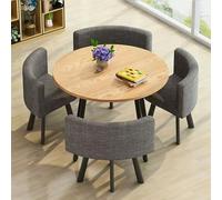 MYUYEE This Office Conference Table And Chair Set, Small Round Business Meeting Desk, Reception Room Club Negotiation Sales Office Shop Furniture, Dark Gray