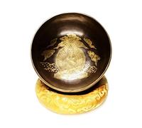 MYUYEE Tibetan Singing Bowl Set With Mantra Buddha Pattern Easy To Play For Chakra Healing Prayer Yoga - Buddhism Sound Bowl W/Dual Surface Mallet Silk Cushion From Nepal