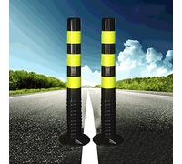 MYUYEE Traffic Post Safety Cone Barrier Cone Traffic Delineator Posts Cones,Flexible Barrier Cones With Reflective Bands,Safety Bollard Post For Parking Lot,Construction Lot,Bla(Black-4 Pack)
