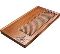 MYUYEE Tray Box Gongfu Tea Table Set Drainage Type Plate Traditional Chinese Style Serving Box (Brown 62X31Cm)