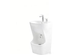 MYUYEE Vertical Ceramic Wash Basin With Dual-Stage Faucet And Foot Bath For Home And Mosque Use (87Cm/34.25Inch)
