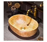 MYUYEE Vessel Sink Hotel Art Sink for Outdoor Bistro - 13.8"x10.2" Ceramic Vessel Sink, Rectangle Countertop Basin Sink Bathroom Lavatory Bowl, Cloakroom Toilet Vanity Sinks,
