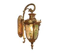 MYUYEE Wall Mounted Light Simple Tradition Outdoor Waterproof Wall Lamp Creativity Continental Victorian Glass Wall Lantern Garden Wall Light Brass Color Bod(Small)