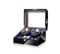 MYUYEE Watch Winder Black 4+6 Automatic Watch Winder Box,With Led Light, In Wood Shell And Leather, Piano Paint Exterior, Super Quiet Motor,A Watch Winder (B-A)