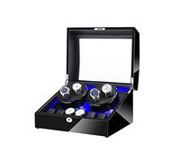 MYUYEE Watch Winder Black 4+6 Automatic Watch Winder Box,With Led Light, In Wood Shell And Leather, Piano Paint Exterior, Super Quiet Motor,A Watch Winder (D-A)