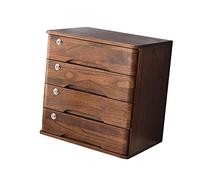 MYUYEE Wooden Desktop Storage Box With Lockable Drawer Flat File Cabinet For Office Supplies And 2 D Data Cabinet For Desktop Nization. (E-4 Drawers)