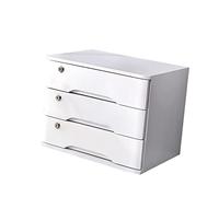 MYUYEE Wooden Desktop Storage Box With Lockable Drawer Flat File Cabinet For Office Supplies And 2 D Data Cabinet For Desktop Nization. (A-3 Drawers)