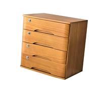 MYUYEE Wooden Desktop Storage Box With Lockable Drawer Flat File Cabinet For Office Supplies And 2 D Data Cabinet For Desktop Nization. (B-4 Drawers)