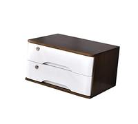 MYUYEE Wooden Desktop Storage Box With Lockable Drawer Flat File Cabinet For Office Supplies And 2 D Data Cabinet For Desktop Nization. (D-2 Drawers)
