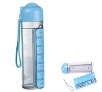 Myvitaa 7-Day Water Bottle Organizer, Water Bottle with Pill Storage, 400ml Travel Waterbottle Built-in 7-Day Pill Organizer,Never Miss a Dose or Forget Your BottleAgain (Blue)