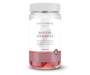 Myvitamins Biotin Gummies - High-Strength Biotin in Watermelon Chewables - Beauty & Energy Support - 10,000 µg per Serving - Vegan/Vegetarian Friendly - 60 Gummies