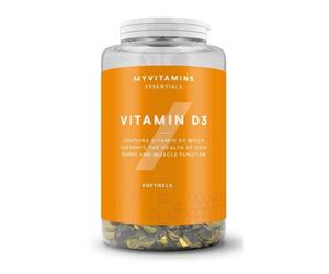 MYVITAMINS VITAMIN D3 IMMUNE SYSTEM WELLBEING BONES TEETH SUPPORT 180 SOFTGELS
