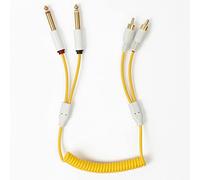 MyVolts Candycord Elektron Special audio cable, LR RCA to 2 x straight large jack, curly 40cm to 50cm, Mint Green colour, perfect for Digitakt, Digitone, Digitone Keys, Octatrack MKII, Syntakt