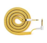 MyVolts Candycord Guitar Special audio cable, straight large mono jack to angled large mono jack, curly 100cm to 200cm, Pineapple Yellow colour