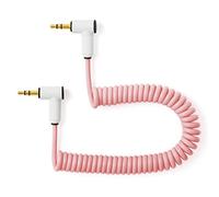 MyVolts Candycord Korg Volca/Pocket Operator Special audio cable, angled mini jack to angled mini jack, curly 20cm to 30cm, Marshmallow Pink colour
