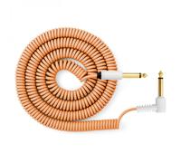MyVolts Candycord Guitar Special audio cable, straight large mono jack to angled large mono jack, curly 100cm to 200cm, Sunset Peach colour