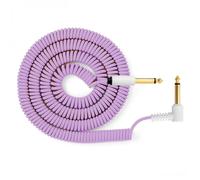MyVolts Candycord Guitar Special audio cable, straight large mono jack to angled large mono jack, curly 100cm to 200cm, Jellybean Purple colour