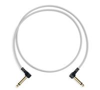MyVolts Candycords Pedal to Pedal patch audio cable, flat angled large mono jack to flat angled large mono jack, 35cm, Powder Grey colour