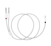 MyVolts Candycords Silver Range Audio Cable, Straight Mini Jack to 2 x Straight Large Mono Jack, Slim Collar, Straight 105cm, Powder Grey