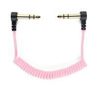 MyVolts Candycords Stereo Pedal to Pedal Cable, Low Profile Large Stereo Jack to Low Profile Large Stereo Jack, Curly 11cm to 25cm, Marshmallow Pink