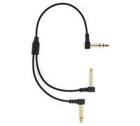MyVolts Candycords Stereo Pedal to Pedal Splitter Cable, Low Profile Large Stereo Jack to 2 x Low Profile Large Mono Jack, 25cm, Liquorice Black