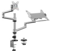 myWall HL52L Desk Mount with Laptop Arm for 17-32 Inch Screens and for Laptops 11.6-17.3 Inches, Height Adjustable, Tilt, Rotatable and Horizontal Adjustable