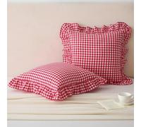 Mywinlle 2 Pack Red/White Plaid Gingham Throw Pillow Covers 20"x20"