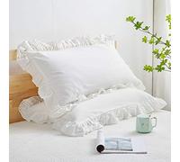 Mywinlle Off White Shabby Ruffle Pillow Shams Queen Size Set of 2