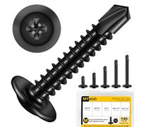 Mywish 145 Pieces #8 Self Tapping Screws Assortment Kit for Metal, Length 1/2"-1-1/2", 410 Stainless Steel Truss Head Self-Drilling Screws Black Oxided Quick Tapping Screw