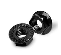 Mywish M5 Serrated Flange Hex Nuts, 100-Pack 304 Stainless Steel, Hex Drive M5-0.8 Hardware Nuts, Black Oxided